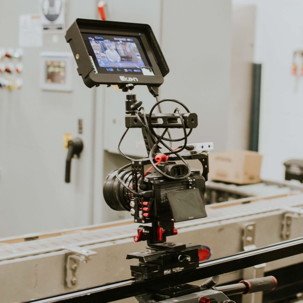 Kamera-Rig auf Slider beim Imagefilm-Dreh